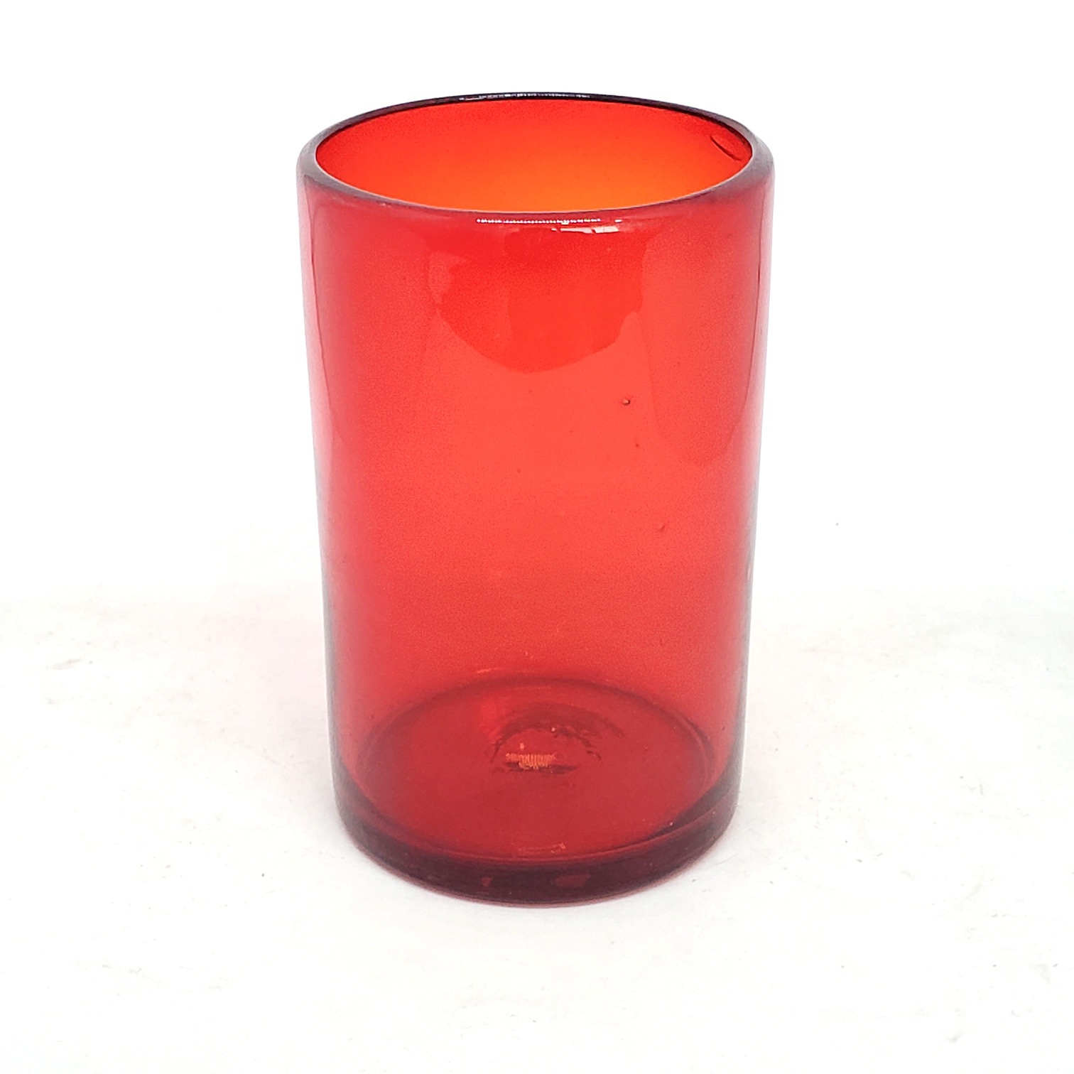 VIDRIO SOPLADO / Juego de 6 vasos grandes color rojo rub